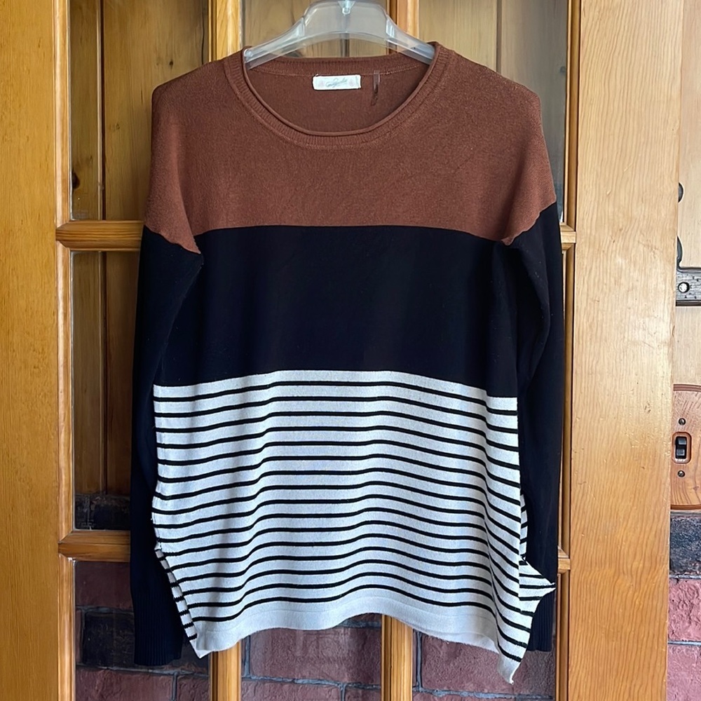 Ladies color block striped sweater